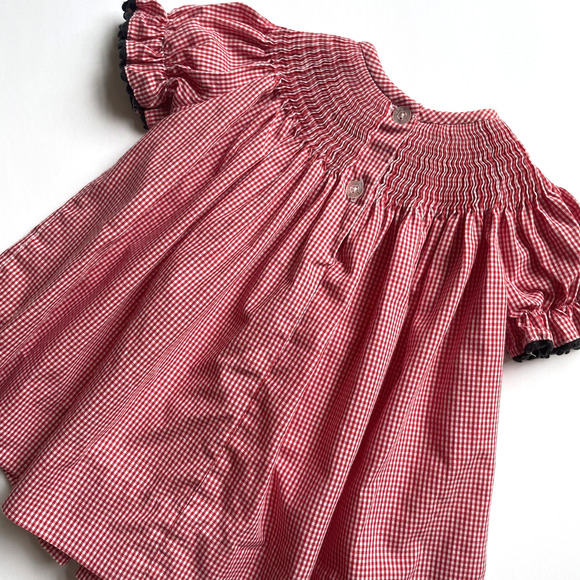 Viva La Fete Collection Georgia Bulldogs Red Gingham Smocked Dress Size 3months - Picture 5 of 5